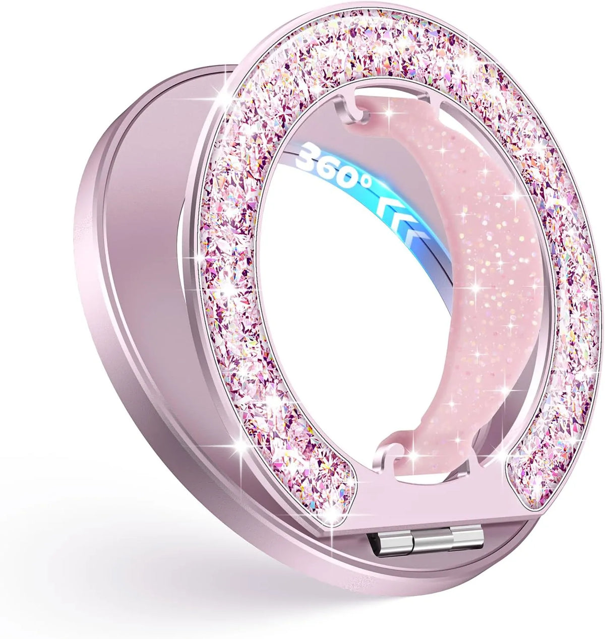 GripMate Ring glitter MagSafe phone grip with finger loop and flip kickstand