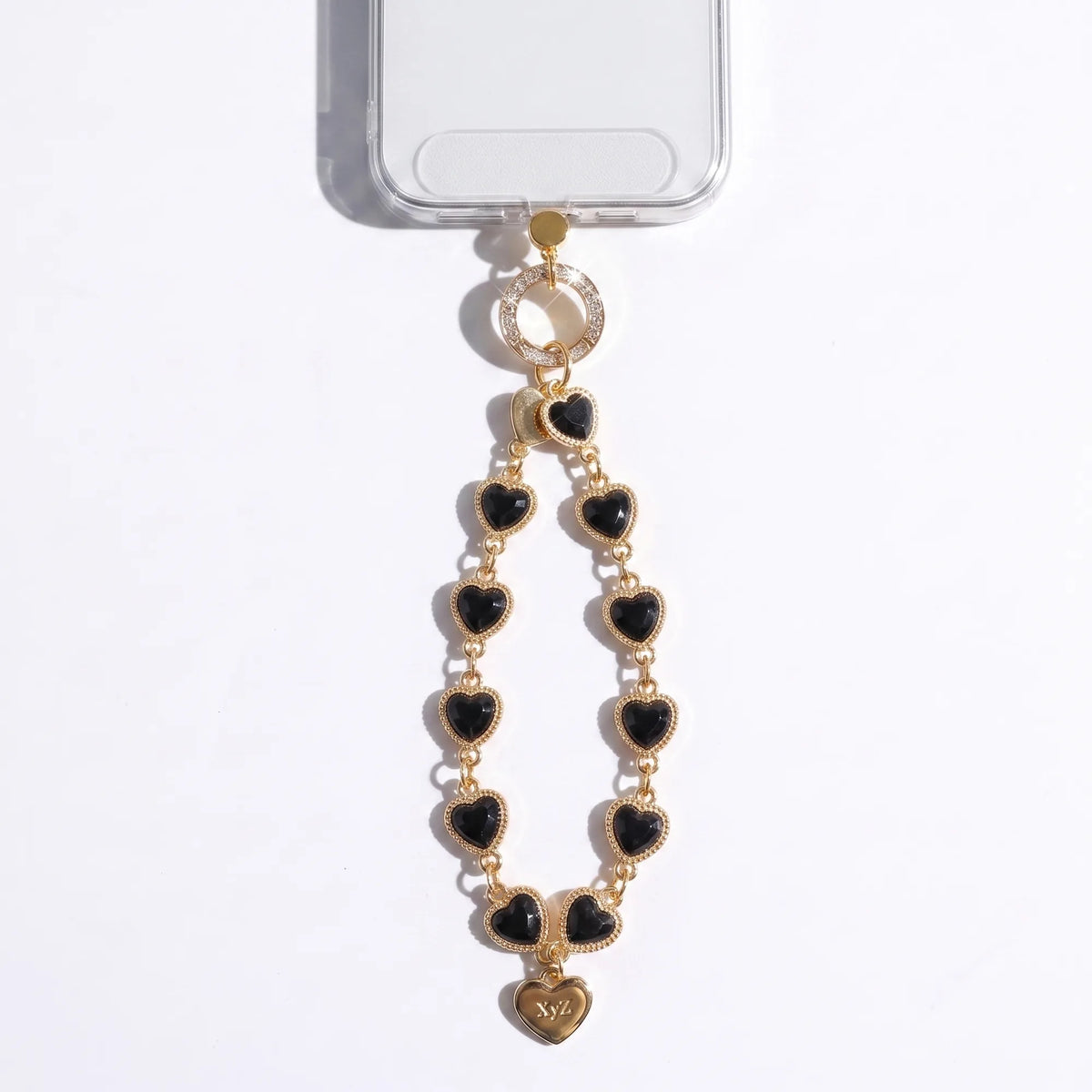 Heartstring phone charm strap in Black