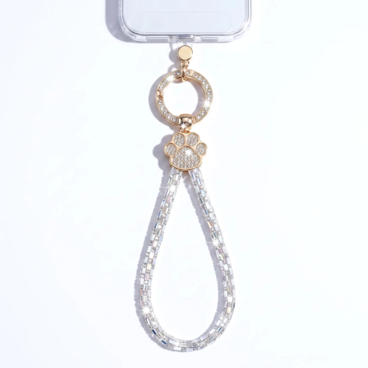Pawfect crystal phone charm strap in Silver
