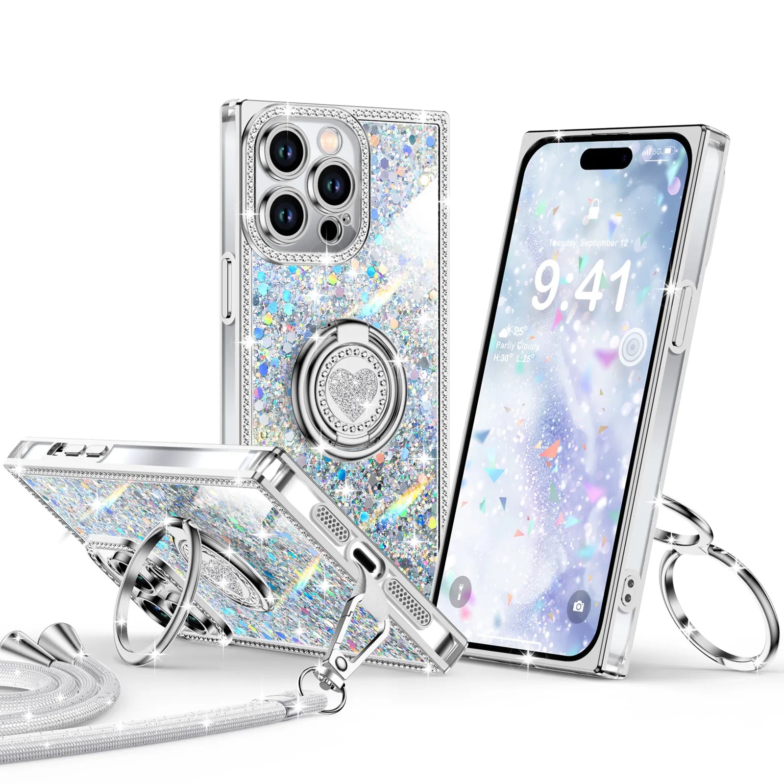 Sparkle Stones Silver iPhone 14 Pro