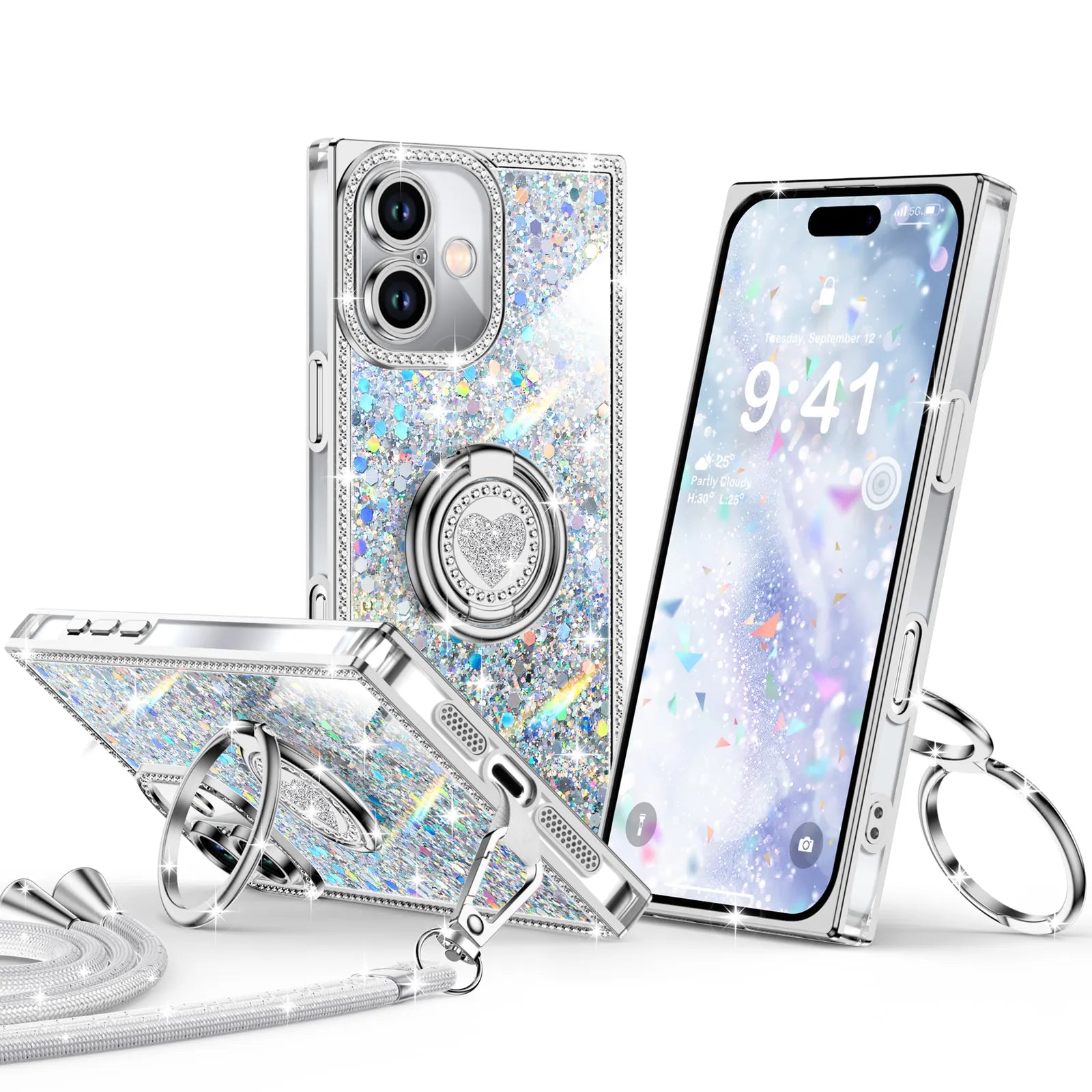 Sparkle Stones Silver iPhone 16