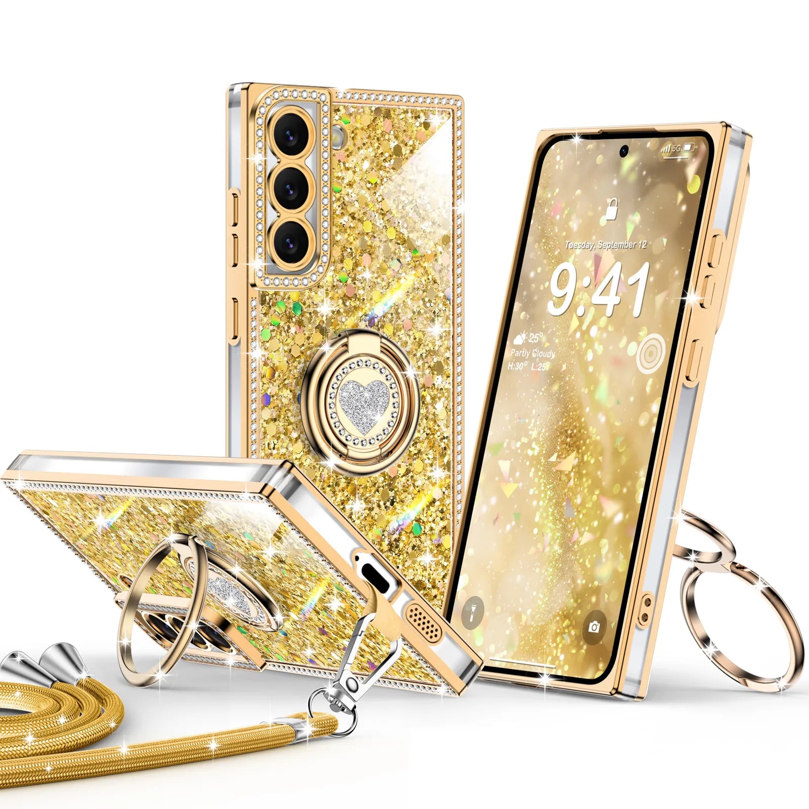 Sparkle Stones Gold Galaxy S22