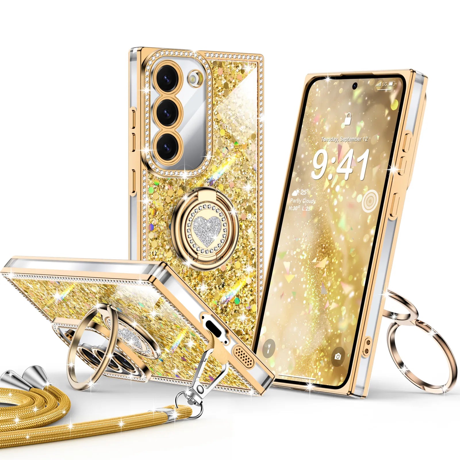 Sparkle Stones Gold Galaxy S23 Plus