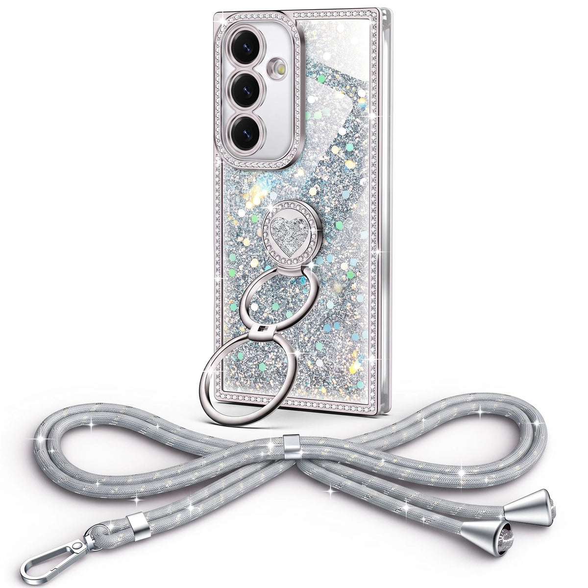 Sparkle Stones Y2K rhinestone phone case for Galaxy S24 with ring stand and crossbody strap