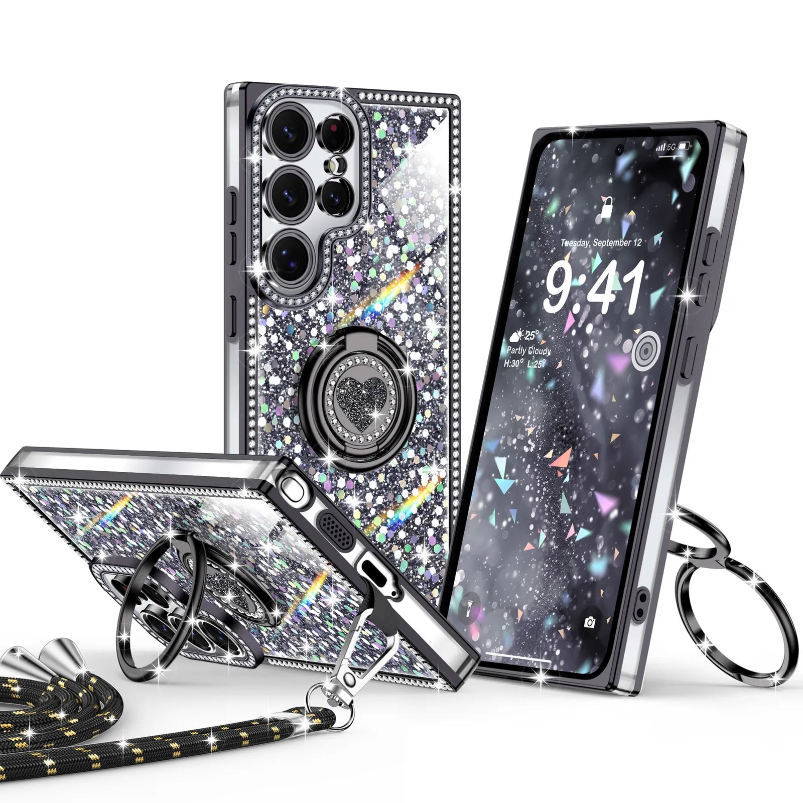 Sparkle Stones Black Galaxy S25 Ultra