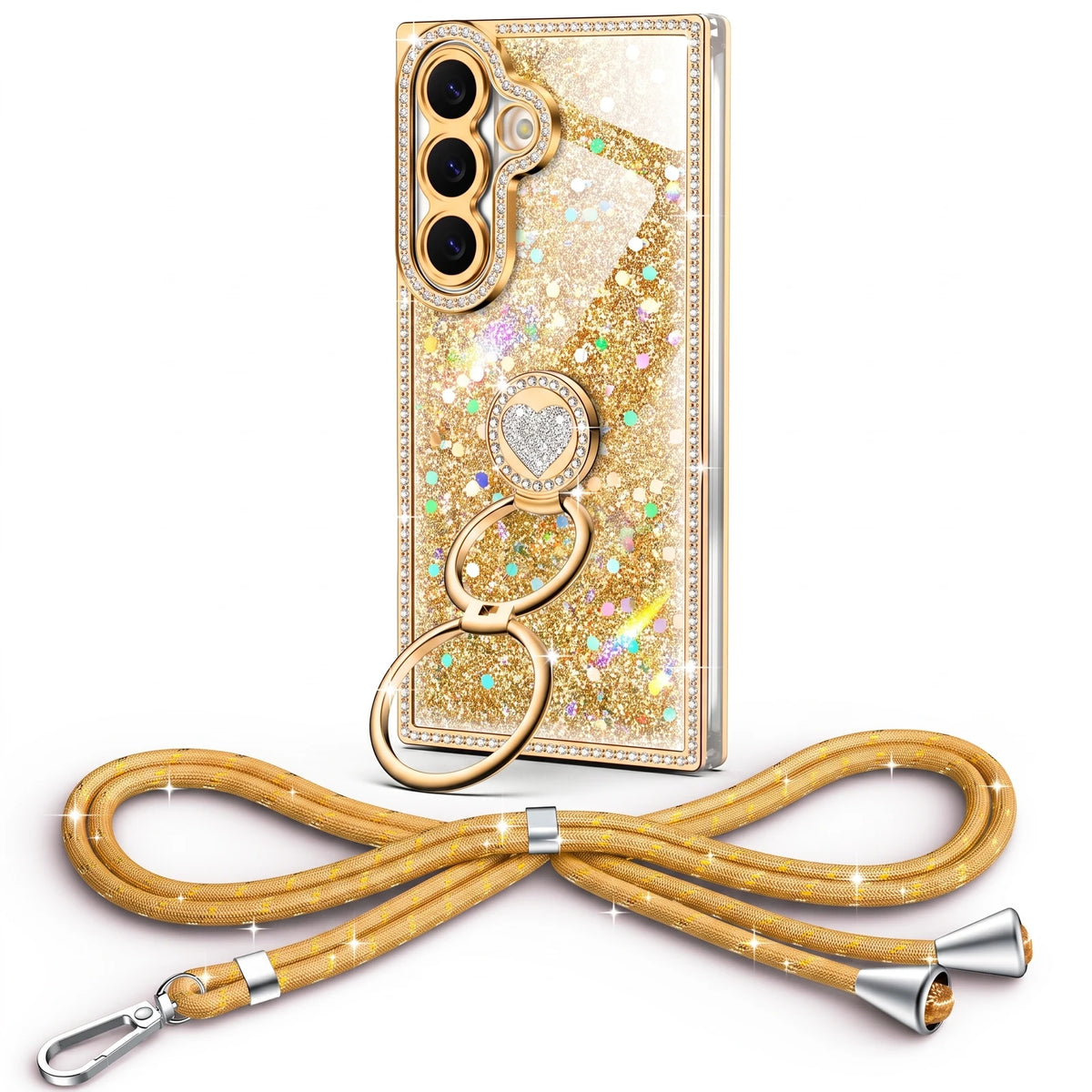 Sparkle Stones Y2K rhinestone phone case for Galaxy S26 Plus with ring stand and crossbody strap