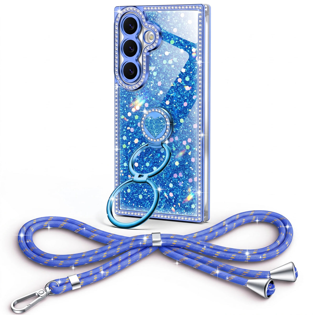 Sparkle Stones Y2K rhinestone phone case for Galaxy S26 with ring stand and crossbody strap