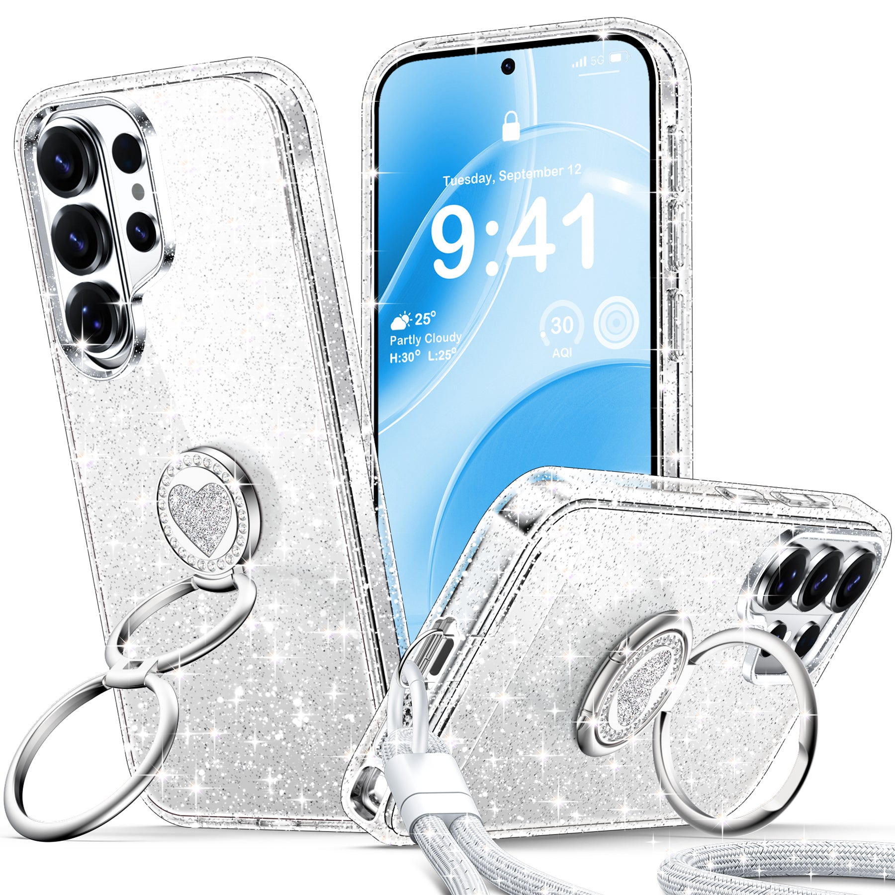 XYZ Stardust Phone Case for Samsung Galaxy S26 Ultra in Clear — dazzling glitter back with shockproof drop protection