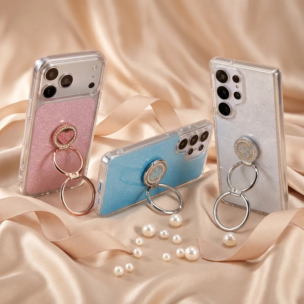 XYZ Stardust Phone Case for iPhone 17 Pro Max in Pink — dazzling glitter back with shockproof drop protection all-groups
