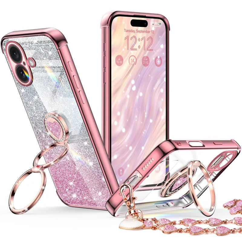 XYZ phone case for iPhone 16 Plus in Rose Gold — stylish and protective