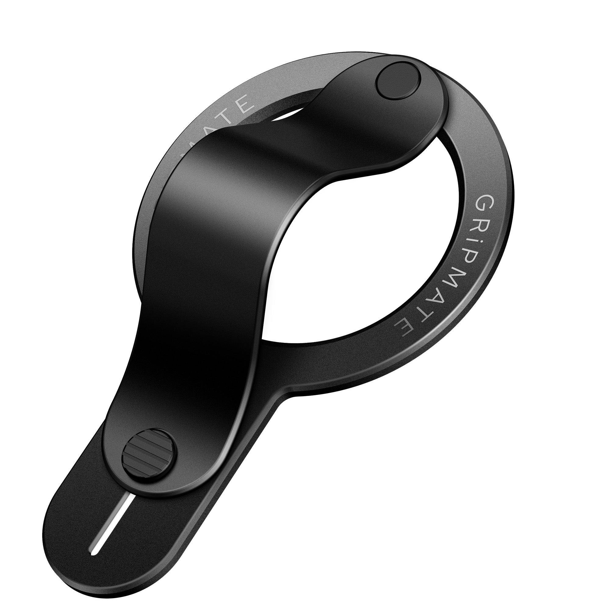 Black Gripmate 1 phone loop grip on white background