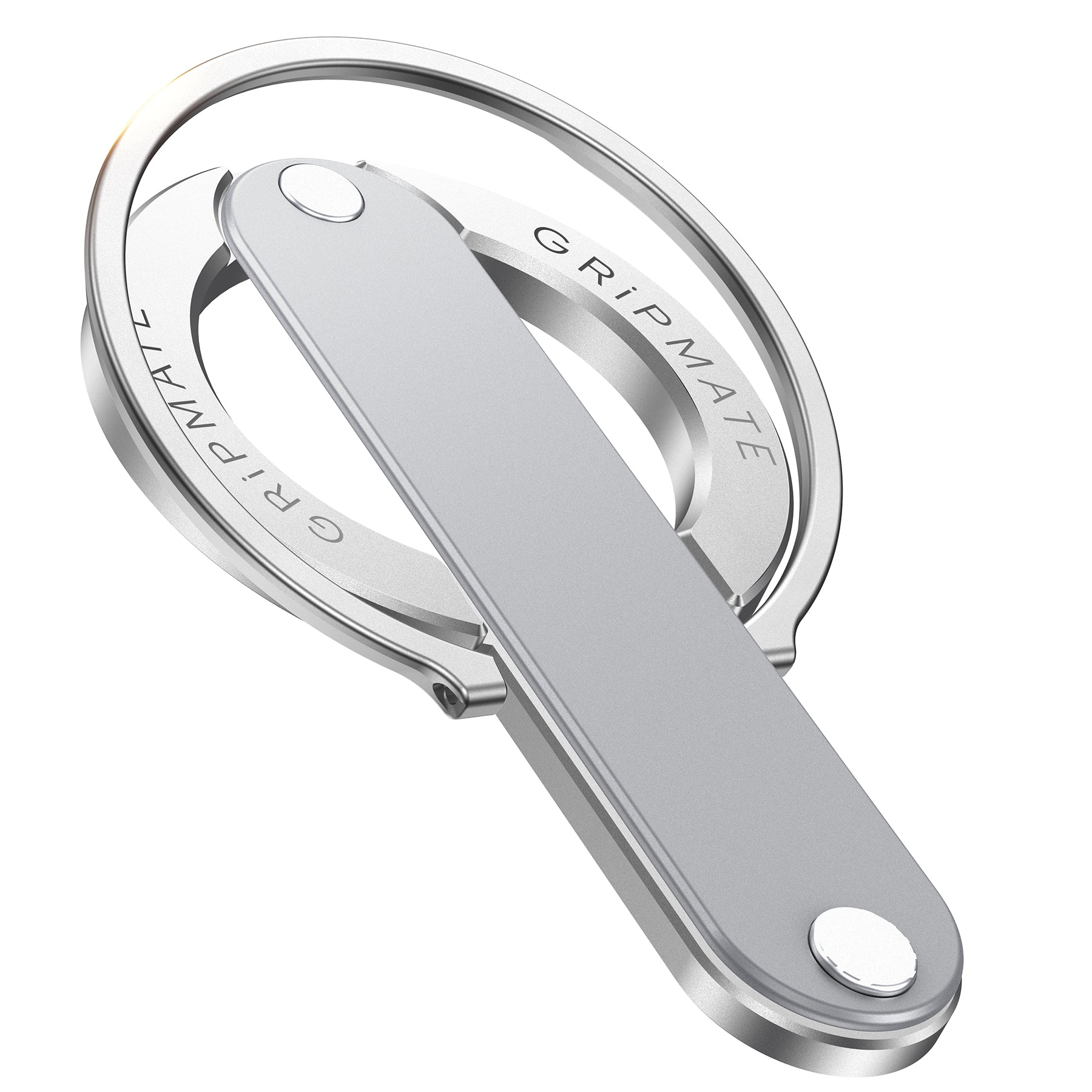 Silver Gripmate 2 magnetic phone loop grip with kickstand