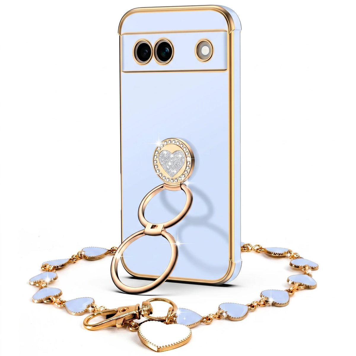 XYZ Classic Chrome Set — glossy chrome finish with heart-shaped double ring stand