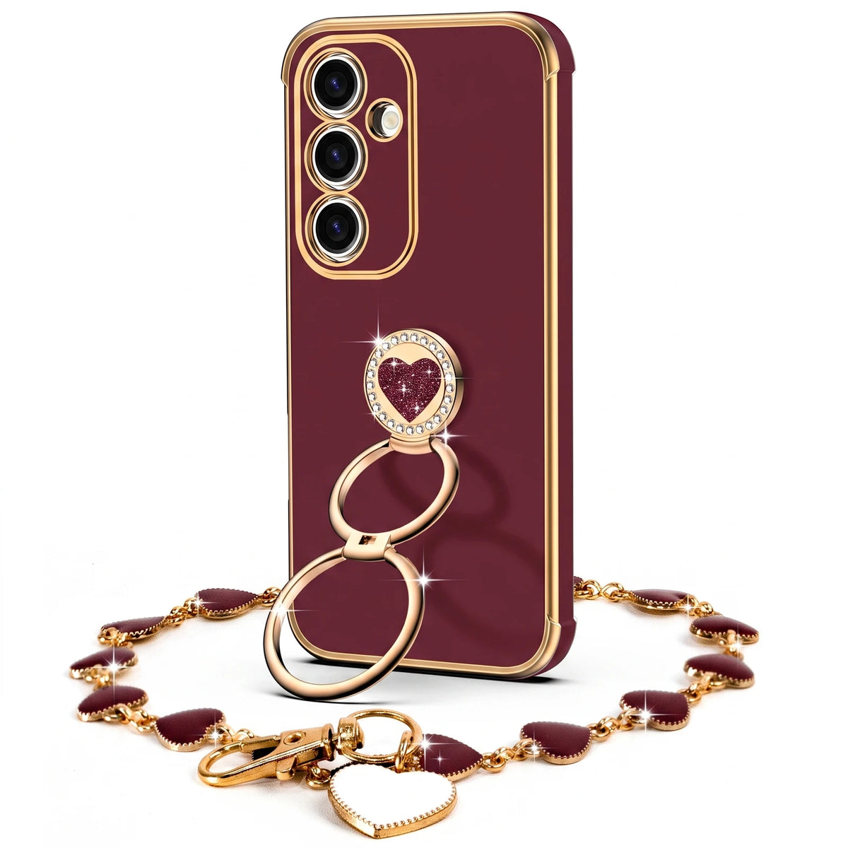 XYZ Classic Chrome Set — glossy chrome finish with heart-shaped double ring stand