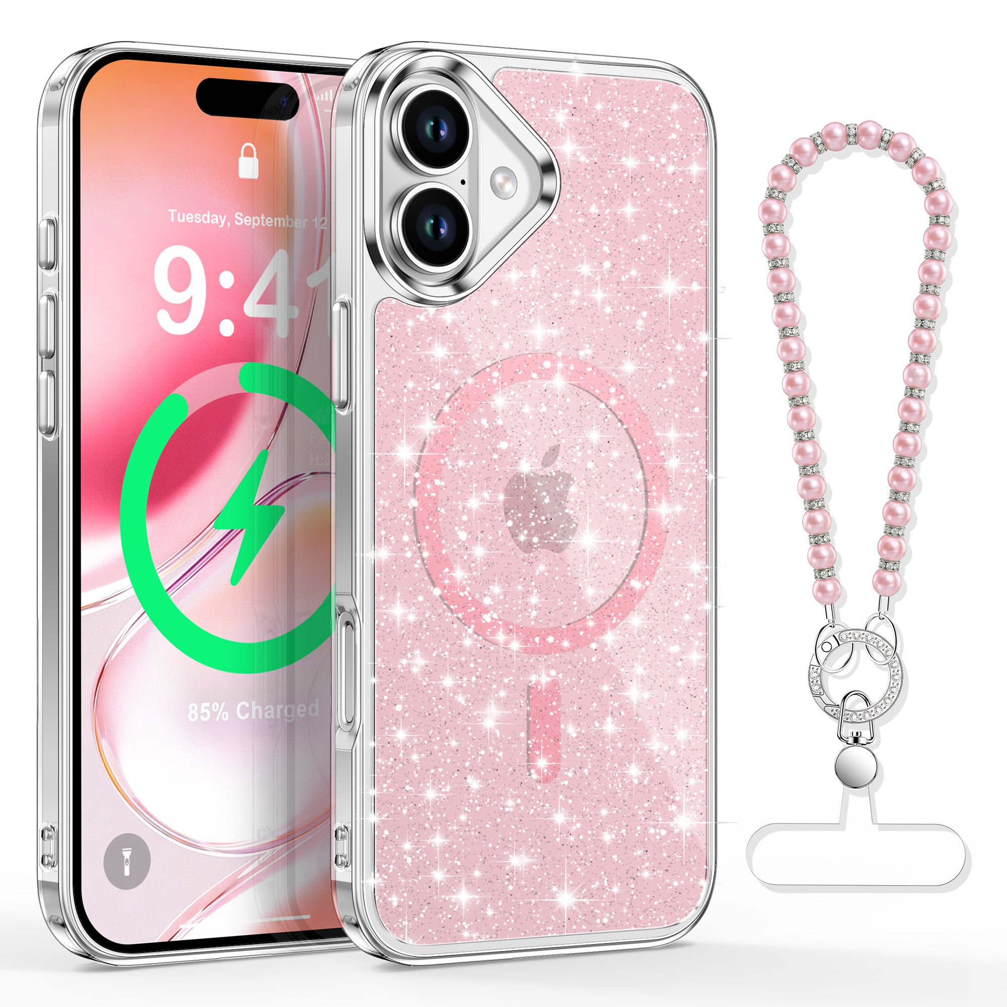 XYZ Cosmic Pearls Phone Case for iPhone 17 — pearlescent glitter finish with MagSafe compatibility