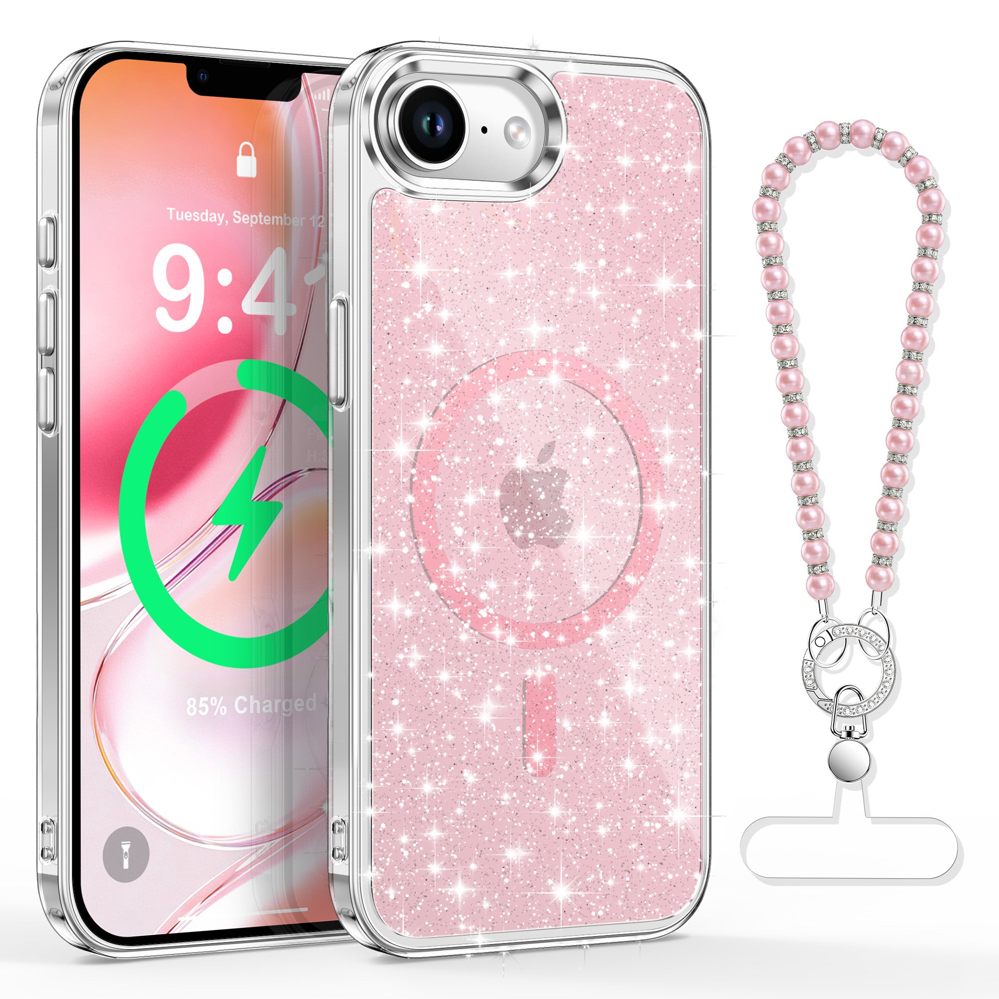 XYZ Cosmic Pearls Phone Case for iPhone 17 — pearlescent glitter finish with MagSafe compatibility