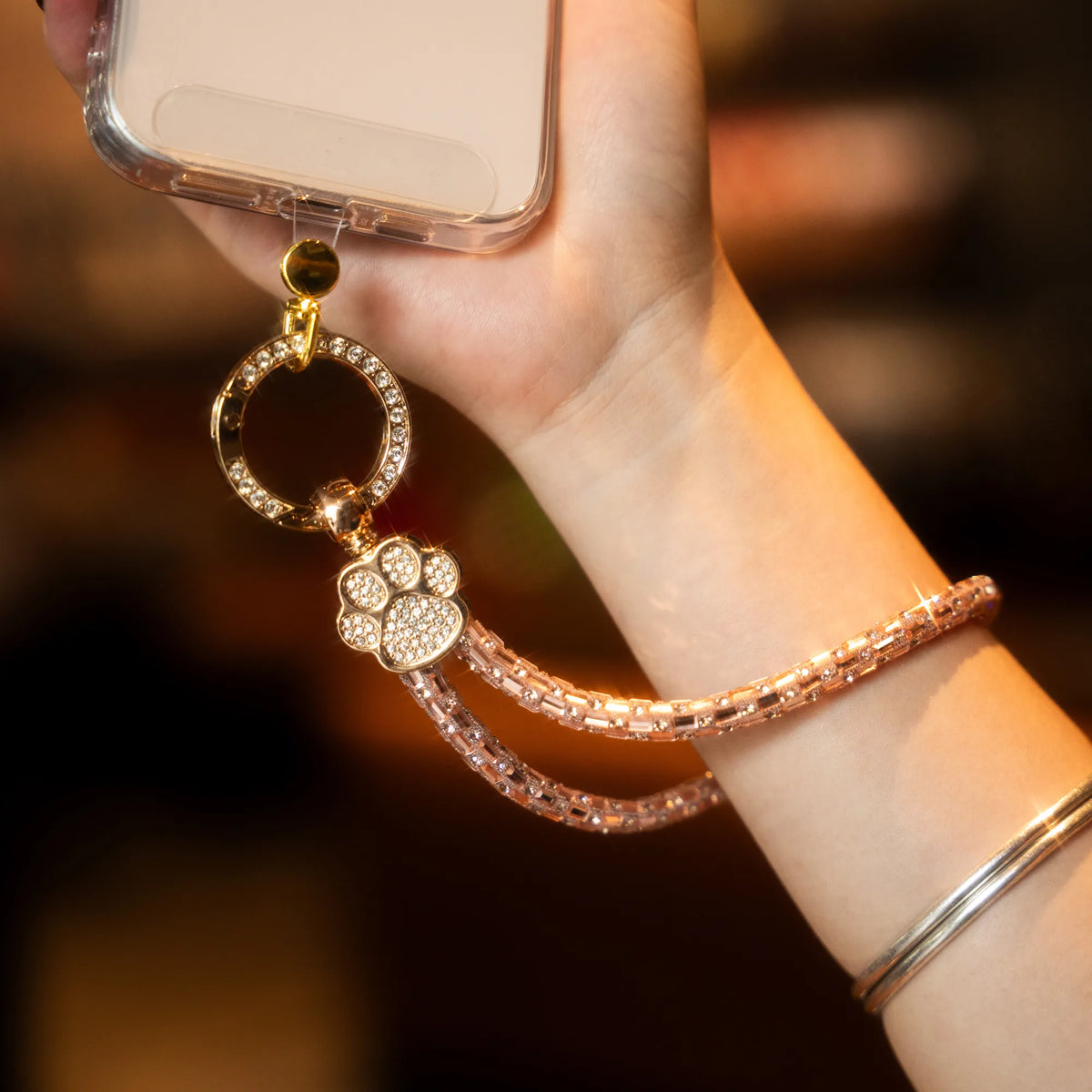 Pawfect charm strap in Rose Gold, worn on the wrist - all-groups