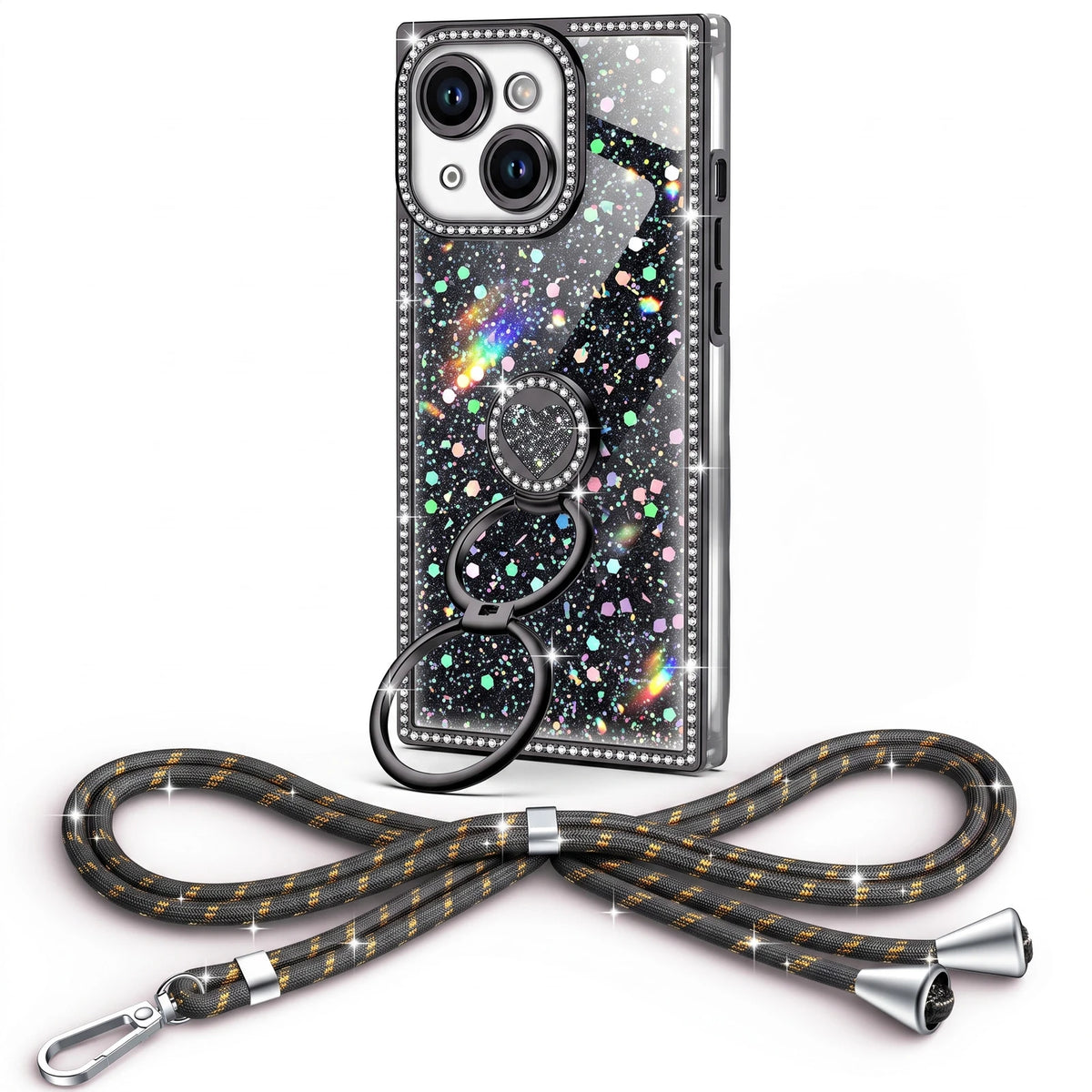 Sparkle Stones Black iPhone 15 Plus