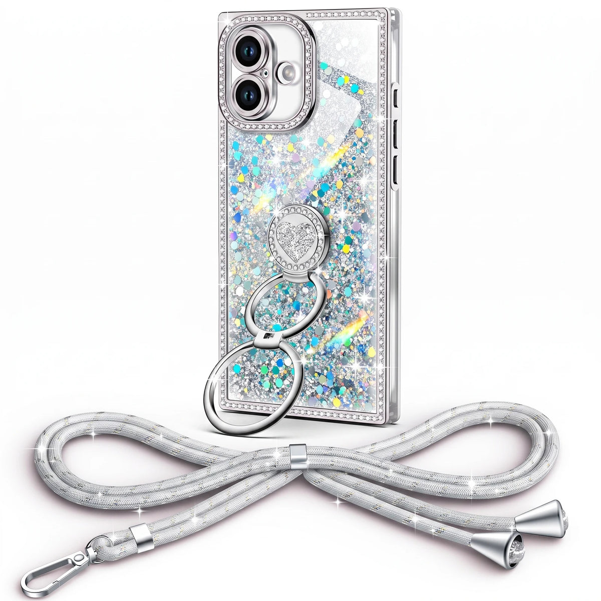 Sparkle Stones Silver iPhone 16 Plus
