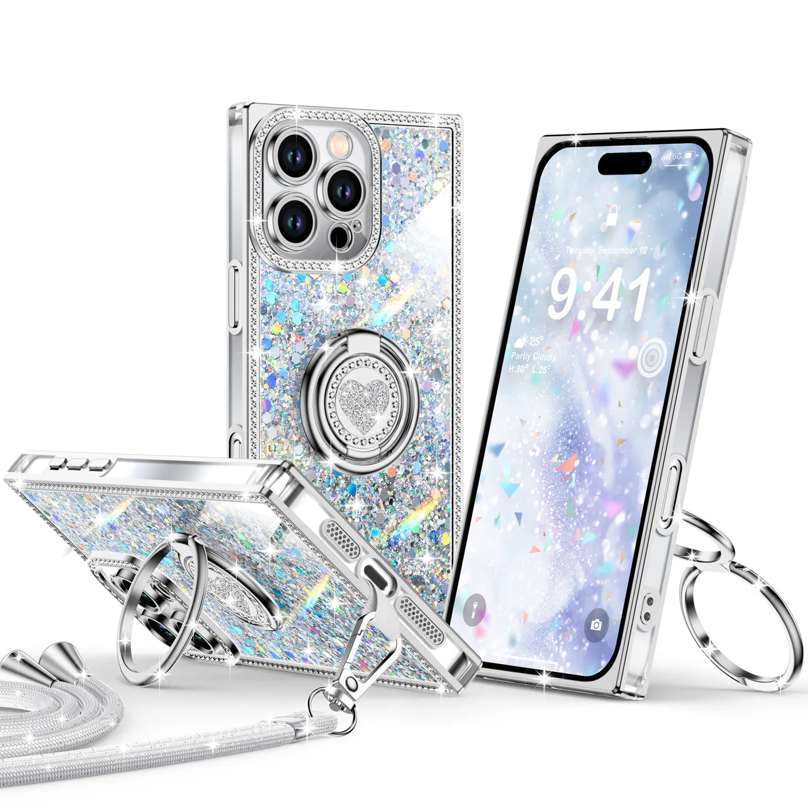 Sparkle Stones Silver iPhone 16 Pro