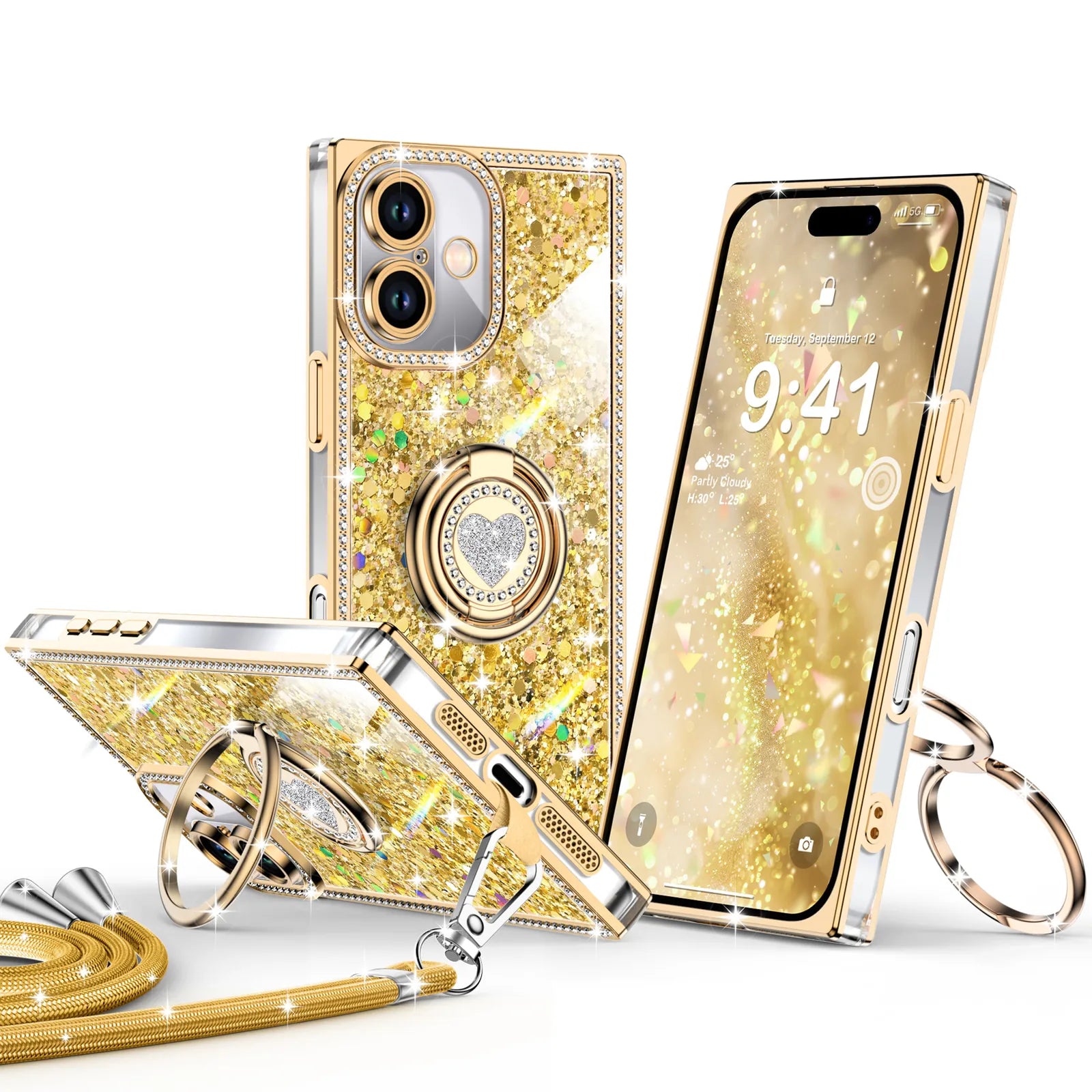 Sparkle Stones Gold iPhone 16