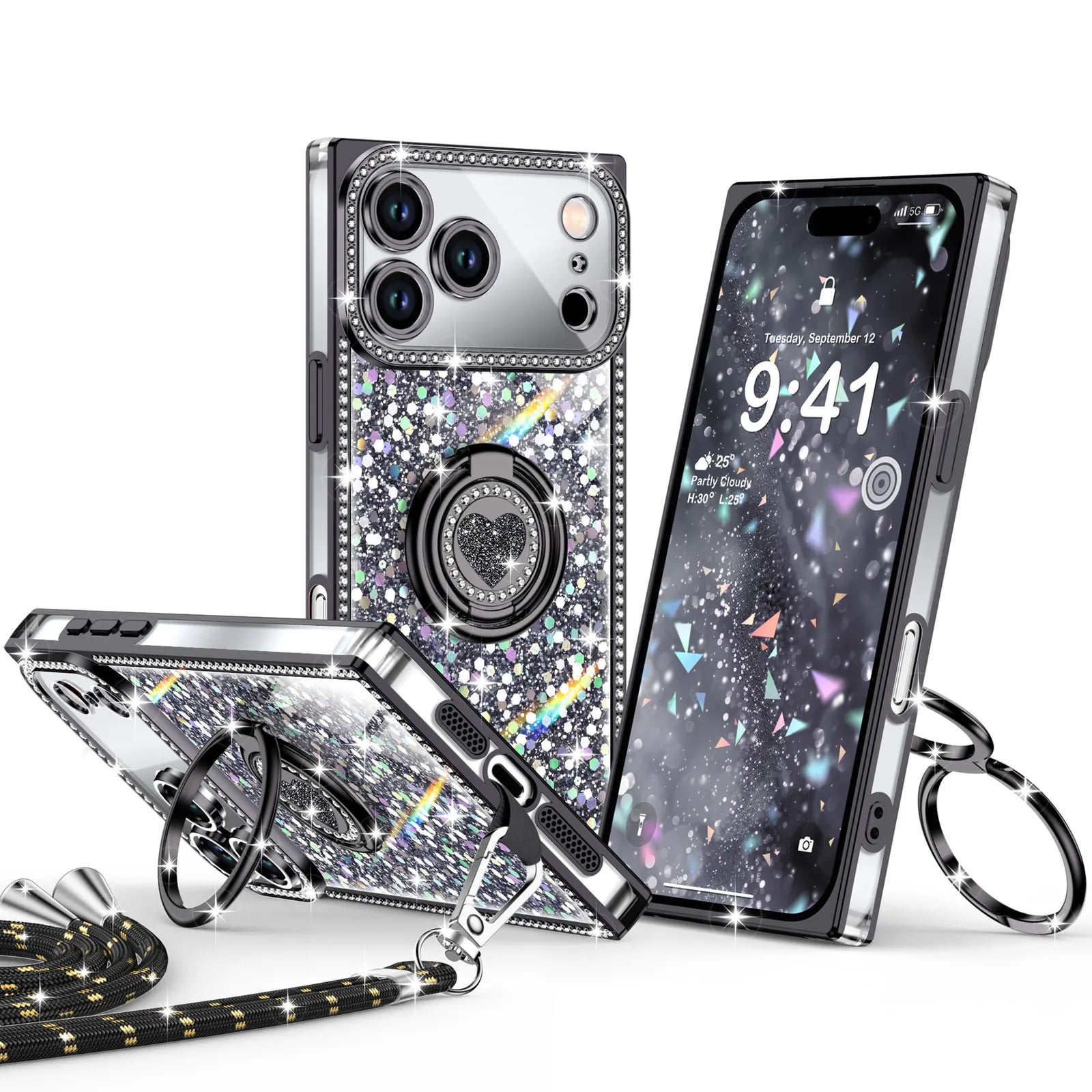 Sparkle Stones Black iPhone 17 Pro Max