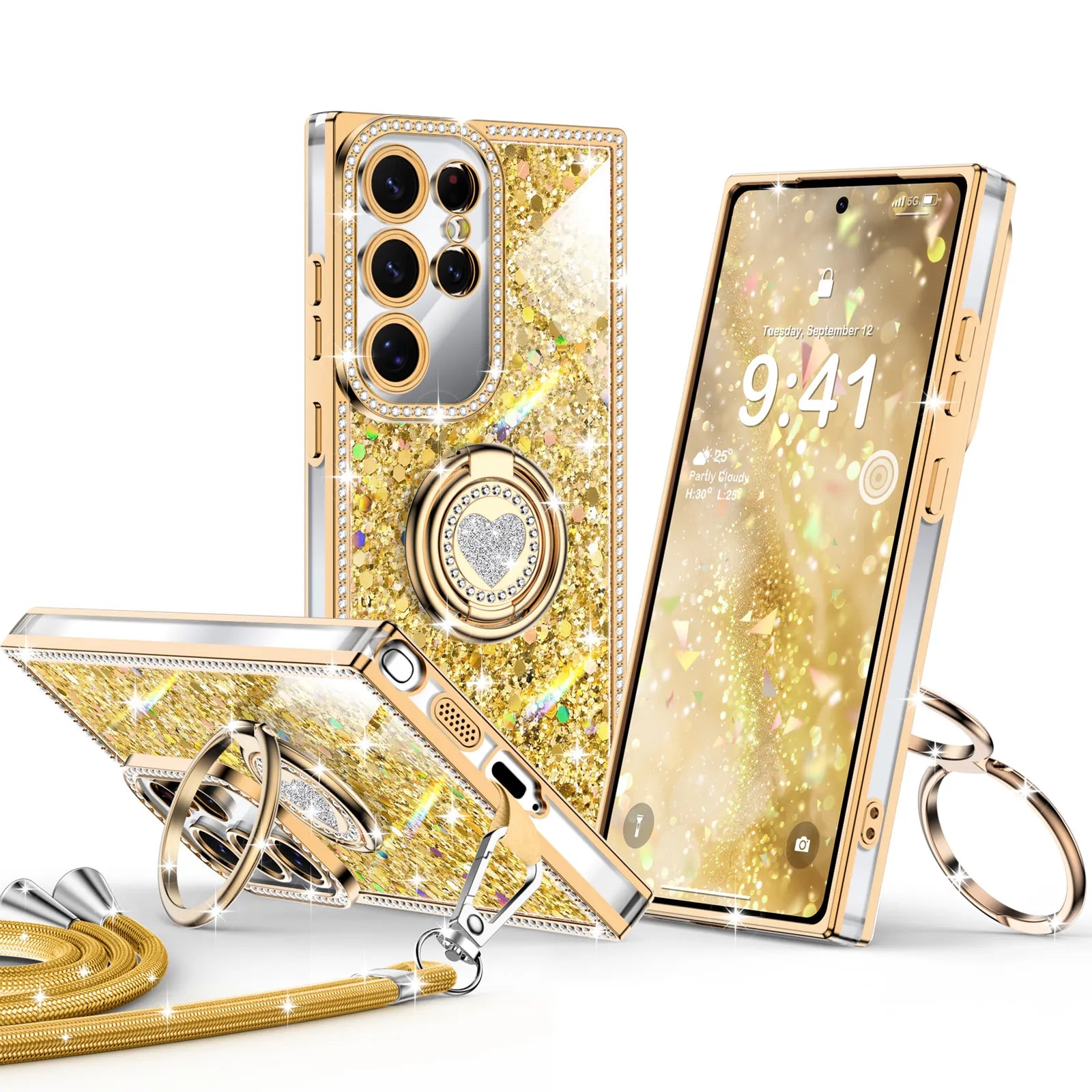 Sparkle Stones Gold Galaxy S22 Ultra