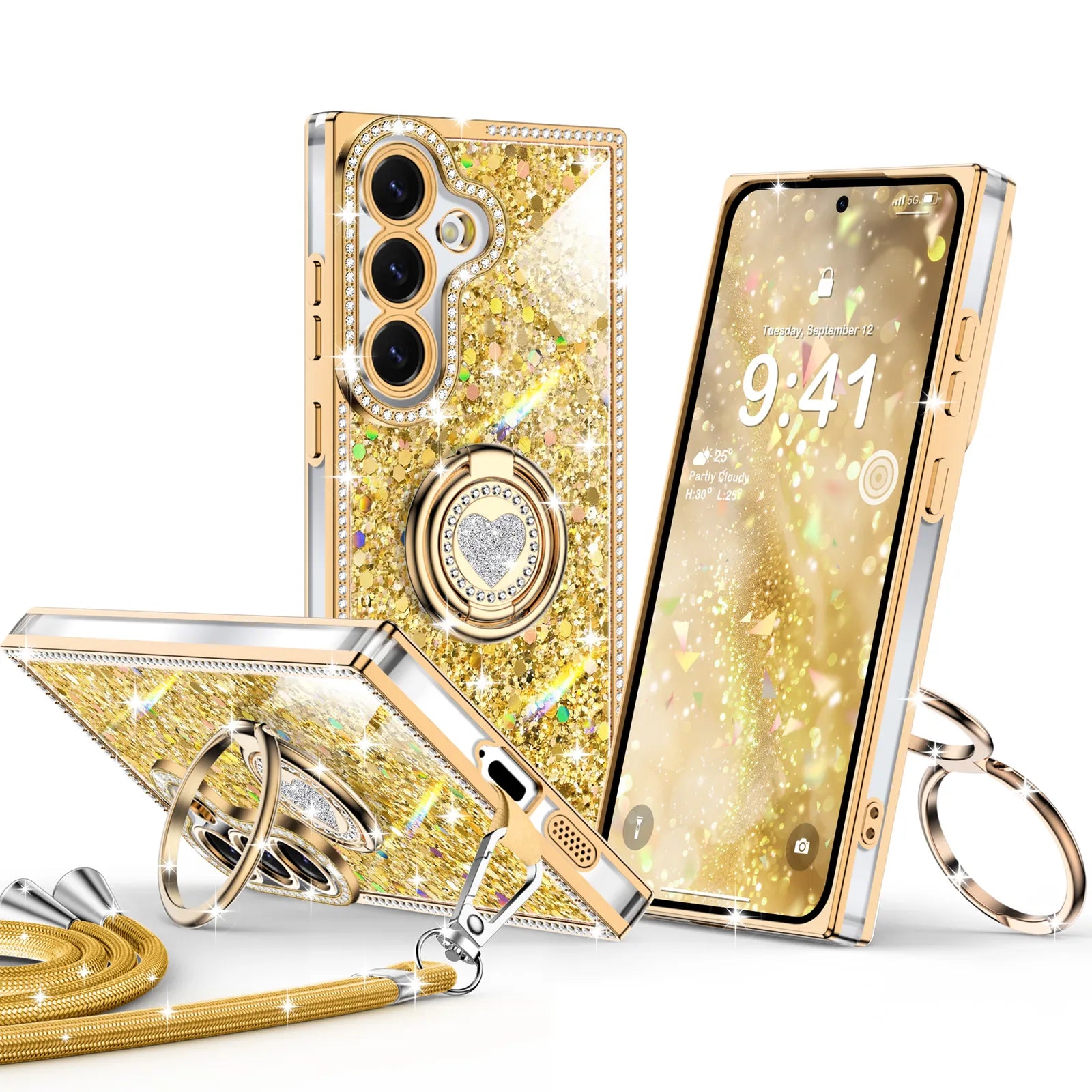 Sparkle Stones Gold Galaxy S26 Plus