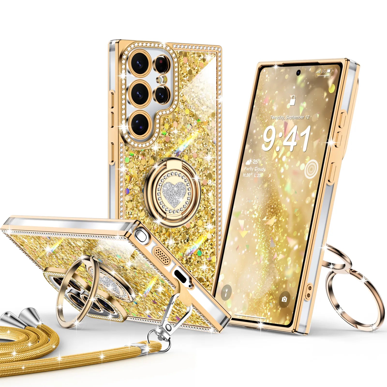Sparkle Stones Gold Galaxy S26 Ultra