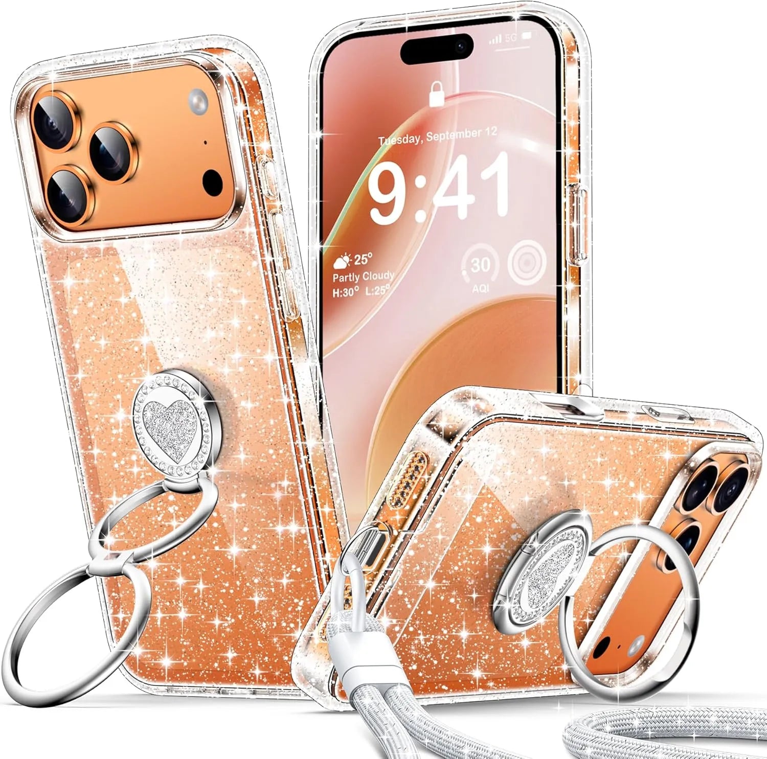 XYZ Stardust Phone Case for iPhone 17 Pro — dazzling glitter back with shockproof drop protection