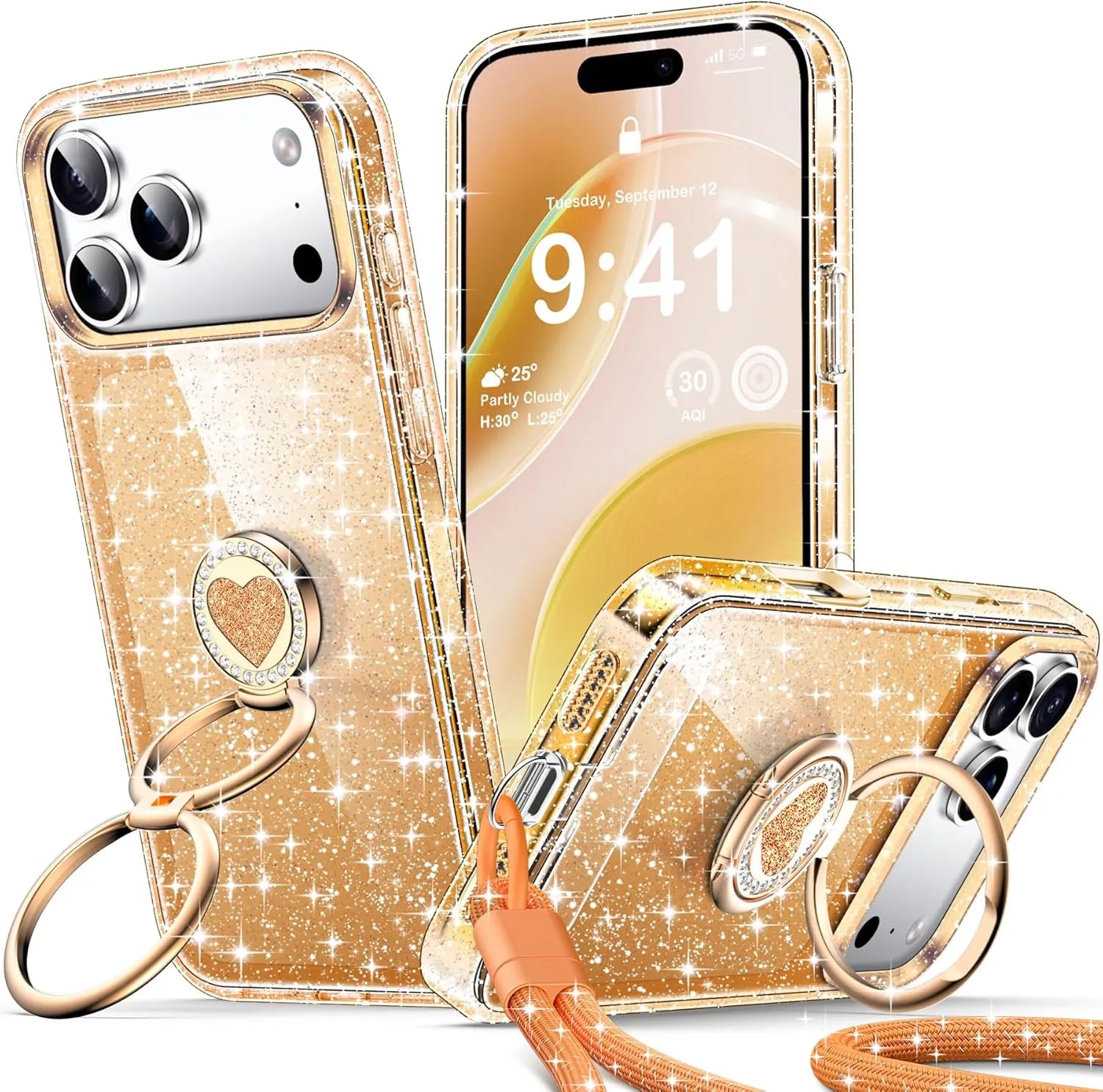 XYZ Stardust Phone Case for iPhone 17 Pro — dazzling glitter back with shockproof drop protection