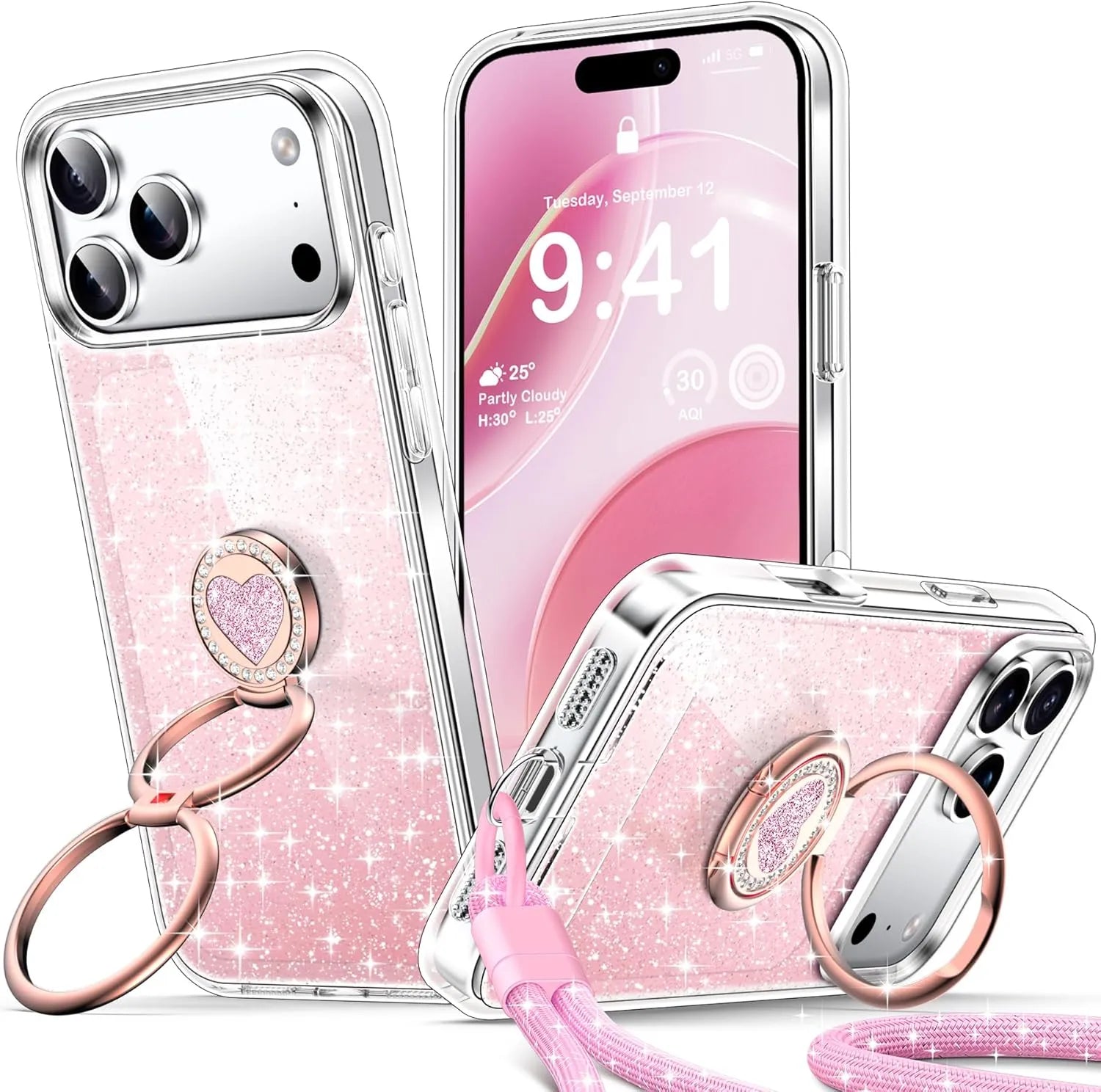 XYZ Stardust Phone Case for iPhone 17 Pro — dazzling glitter back with shockproof drop protection