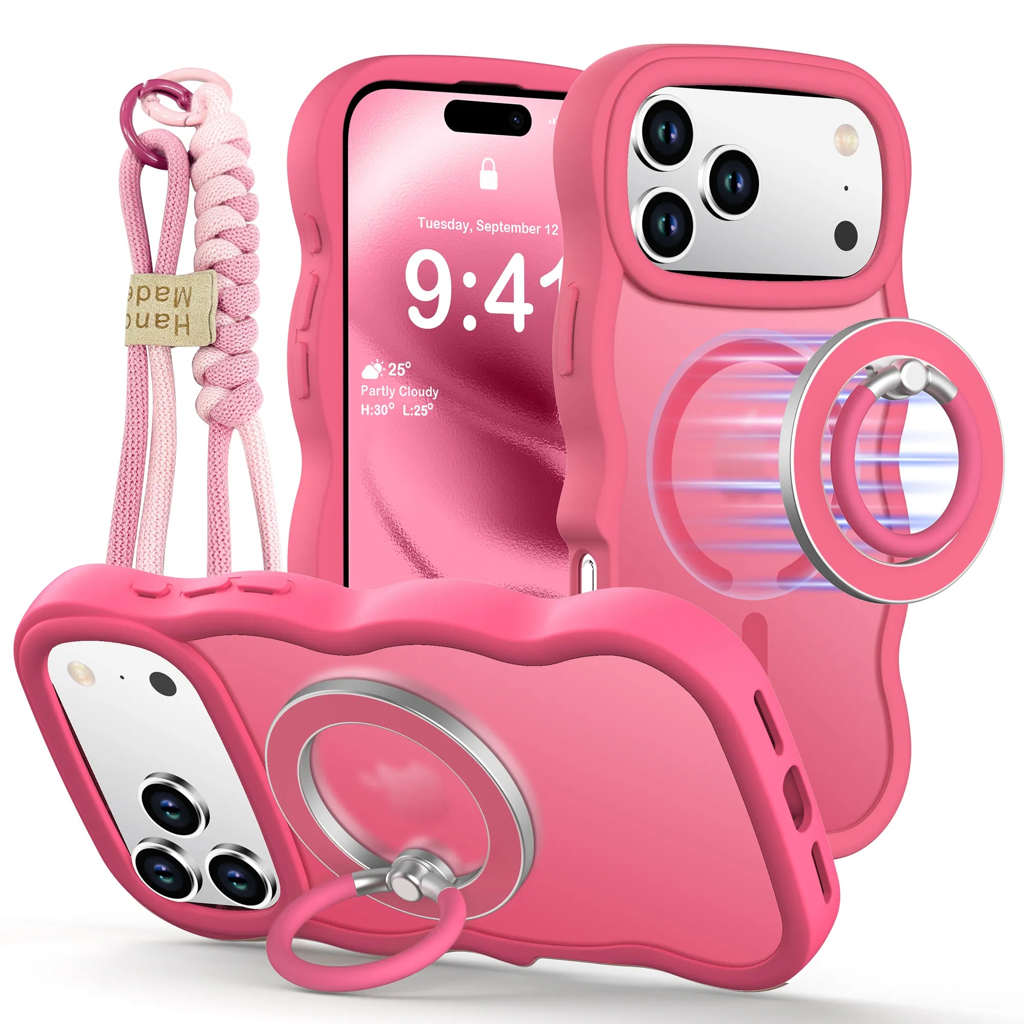 Trendy Wave Frame Set | iPhone 17 Pro Max - Hot Pink